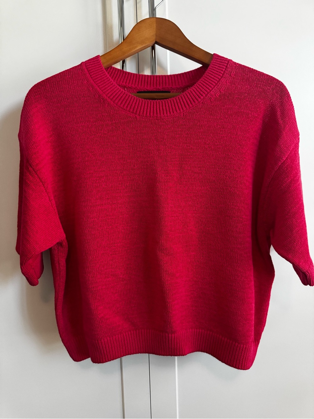 Banana Republic Bright Pink Crewneck Short Sleeve Sweater medium